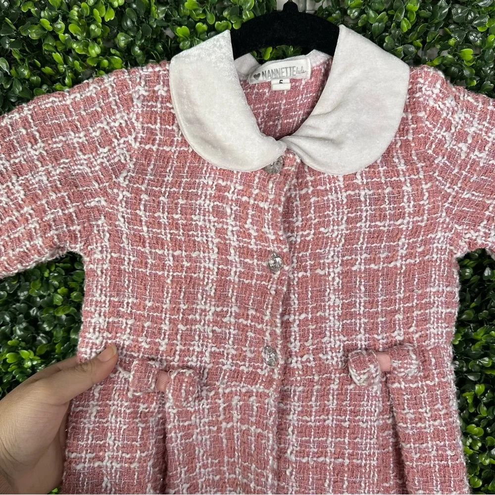 Nannette Pink and White Tweed girls jacket‎